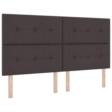 vidaXL Κρεβάτι με Στρώμα & Πάγκο Σκούρο Καφέ 180x200 εκ. Υφασμάτινο