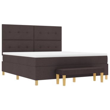 vidaXL Κρεβάτι με Στρώμα & Πάγκο Σκούρο Καφέ 180x200 εκ. Υφασμάτινο