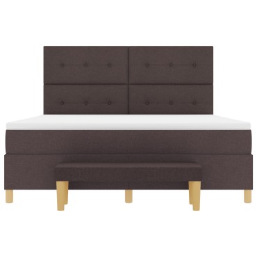 vidaXL Κρεβάτι με Στρώμα & Πάγκο Σκούρο Καφέ 180x200 εκ. Υφασμάτινο