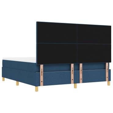 vidaXL Κρεβάτι με Υποστήριξη και Πάγκο Μπλε 180x200 εκ. Ύφασμα