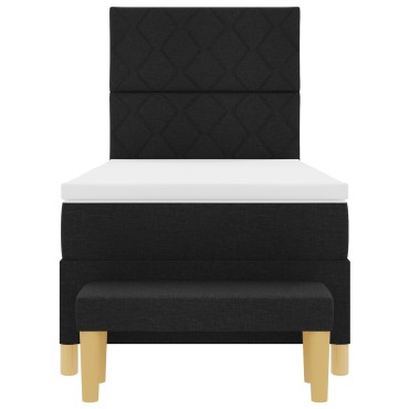 vidaXL Κρεβάτι με Βαθμό και Πολυθρόνα Μαύρο 90x200 εκ. Ύφασμα