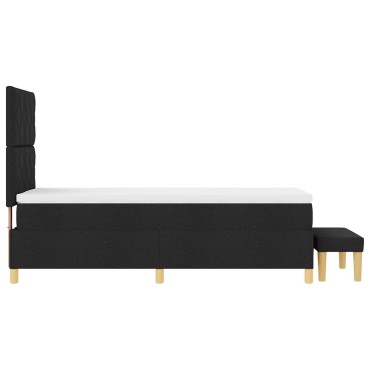 vidaXL Κρεβάτι με Βαθμό και Πολυθρόνα Μαύρο 90x200 εκ. Ύφασμα