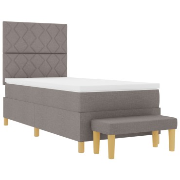 vidaXL Κρεβάτι Box Spring με Στρώμα & Πάγκο Ταμπά 90x200 cm Ύφασμα