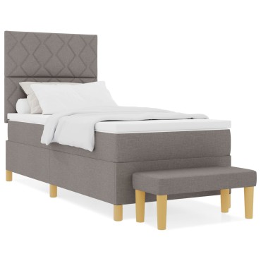 vidaXL Κρεβάτι Box Spring με Στρώμα & Πάγκο Ταμπά 90x200 cm Ύφασμα