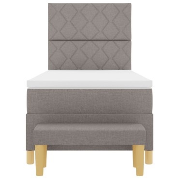 vidaXL Κρεβάτι Box Spring με Στρώμα & Πάγκο Ταμπά 90x200 cm Ύφασμα