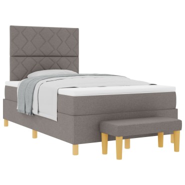 vidaXL Κρεβάτι Box Spring με Στρώμα & Πάγκο Ταουπέ 120x200 εκ Ύφασμα