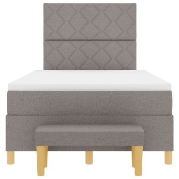 vidaXL Κρεβάτι Box Spring με Στρώμα & Πάγκο Ταουπέ 120x200 εκ Ύφασμα