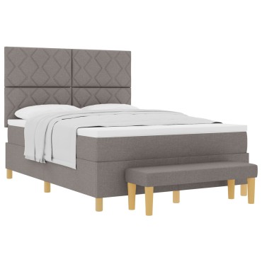 vidaXL Κρεβάτι Box Spring με Στρώμα & Πάγκο Ταυπ 140x190 εκ Ύφασμα