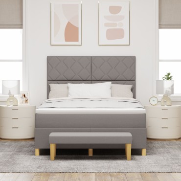 vidaXL Κρεβάτι Box Spring με Στρώμα & Πάγκο Ταυπ 140x190 εκ Ύφασμα