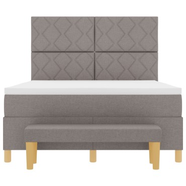 vidaXL Κρεβάτι Box Spring με Στρώμα & Πάγκο Ταυπ 140x190 εκ Ύφασμα