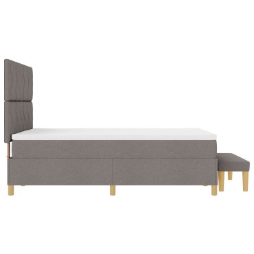vidaXL Κρεβάτι Box Spring με Στρώμα & Πάγκο Ταυπ 140x190 εκ Ύφασμα