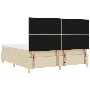 vidaXL Κρεβάτι με βάση και στρώμα Κρεμ 180x200 εκ. Ύφασμα
