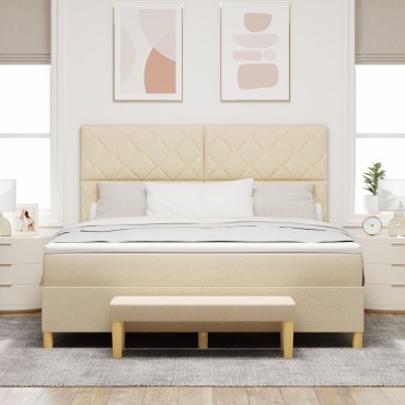 vidaXL Κρεβάτι με βάση και στρώμα Κρεμ 180x200 εκ. Ύφασμα