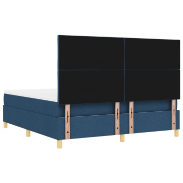 vidaXL Κρεβάτι με Στήριγμα και Πάγκο Μπλε 180x200 εκ Ύφασμα