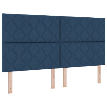vidaXL Κρεβάτι με Στήριγμα και Πάγκο Μπλε 180x200 εκ Ύφασμα