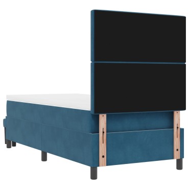 vidaXL Box Spring Κρεβάτι με Στρώμα & Παγκάκι Σκούρο Μπλε 90x190 εκ Βελούδο