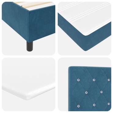 vidaXL Box Spring Κρεβάτι με Στρώμα & Παγκάκι Σκούρο Μπλε 90x190 εκ Βελούδο