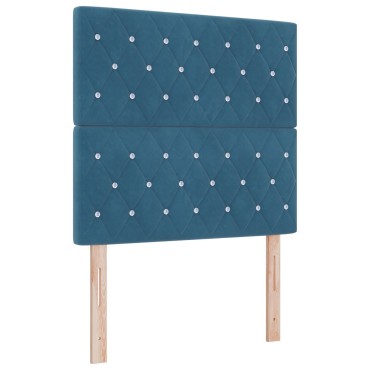 vidaXL Box Spring Κρεβάτι με Στρώμα & Παγκάκι Σκούρο Μπλε 90x190 εκ Βελούδο