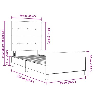 vidaXL Κρεβάτι Κρέμα 90x190 εκ. Υφασμάτινο