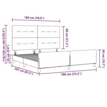 vidaXL Κρεβάτι Μπλε 180x200 εκ Υφάσματος