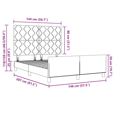 vidaXL Καφέ Υφασμάτινο Κρεβάτι 140x200 εκ