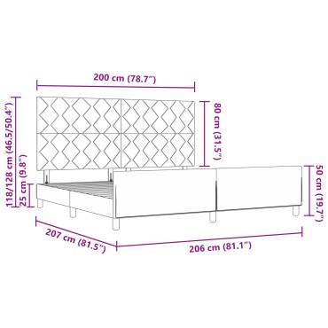 vidaXL Κρεβάτι Κρεμ 200x200 εκ. Υφάσματος