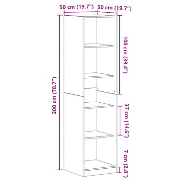 vidaXL Ντουλάπι Μαύρη Οξυά 50x50x200cm Επεξεργασμένο Ξύλο