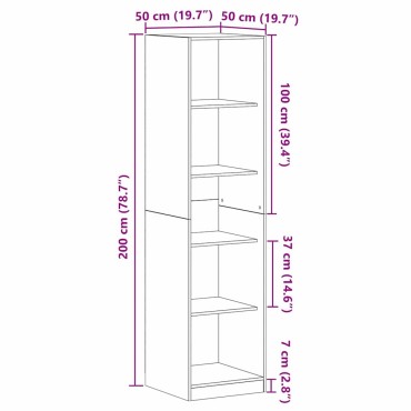 vidaXL Ντουλάπι Μαύρη Οξυά 50x50x200cm Επεξεργασμένο Ξύλο