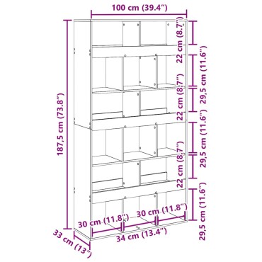 vidaXL Βιβλιοθήκη 15 επιπέδων 100x33x93.75cm Επεξεργασμένο Ξύλο 1 τεμ.