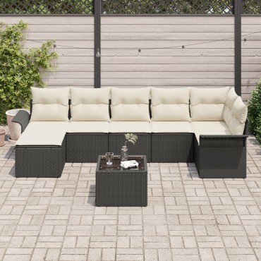vidaXL Σετ Καναπέ Κήπου 7 κομματιών με Μαξιλάρια Brown Πολυ Ρατάν