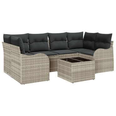 vidaXL Σετ Καναπέ Κήπου Ανοιχτό γκρι 55x55x37cm συνθετικό ρατάν