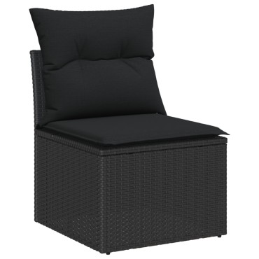 vidaXL Σετ 9 Piece Garden Sofa με Μαξιλάρια Μπεζ Πολυ Ρατάν