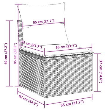 vidaXL Σετ Καναπέ 9 Τεμαχίων με Μαξιλάρια Γκρι Poly Rattan Acacia