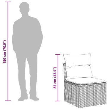 vidaXL Σετ Καναπέ 9 Τεμαχίων με Μαξιλάρια Γκρι Poly Rattan Acacia