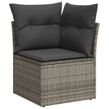vidaXL Σετ Καναπέ 9 Τεμαχίων με Μαξιλάρια Γκρι Poly Rattan Acacia