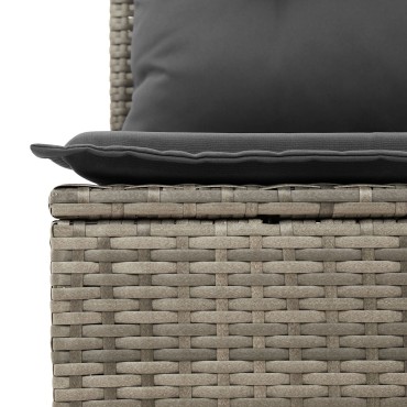 vidaXL Σετ Καναπέ 9 Τεμαχίων με Μαξιλάρια Γκρι Poly Rattan Acacia