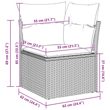 vidaXL Set Καναπέ Κήπου 7 Τεμαχίων με Μαξιλάρια Μπεζ Πολυ-Ρατάν Ακακίας