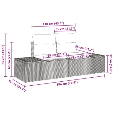vidaXL Set Καναπέ Κήπου 7 Τεμαχίων με Μαξιλάρια Μπεζ Πολυ-Ρατάν Ακακίας