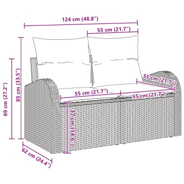 vidaXL 5 Piece Garden Sofa Set with Cushions Black Poly Rattan