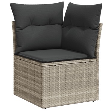 vidaXL 10 Piece Garden Sofa Set με Μαξιλάρια Ανοιχτό Γκρι Πολυ Ρατάν