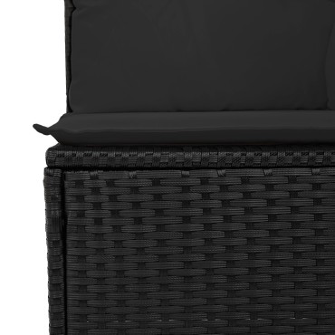 vidaXL Set Καναπέ Κήπου 6 Τεμαχίων με Μαξιλάρια Μαύρο Πολυ Ράτανα