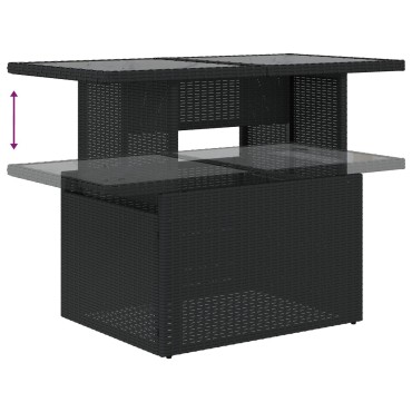 vidaXL Set Καναπέ Κήπου 6 Τεμαχίων με Μαξιλάρια Μαύρο Πολυ Ράτανα