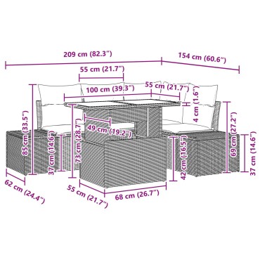 vidaXL Σετ Καναπέ Κήπου 5 Τεμαχίων με Μαξιλάρια Μπεζ Ρατάν