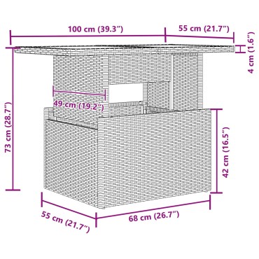 vidaXL Σετ κήπου 7 κομματιών με μαξιλάρια Γκρι Poly Rattan Acacia
