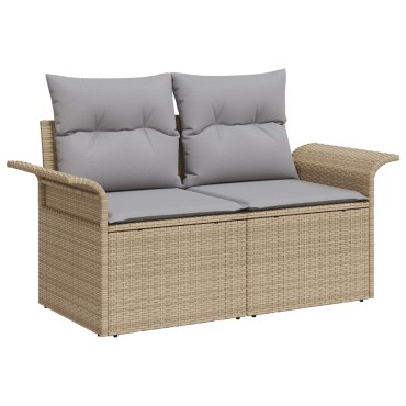 vidaXL Σετ κήπου 7 κομματιών με μαξιλάρια Γκρι Poly Rattan Acacia