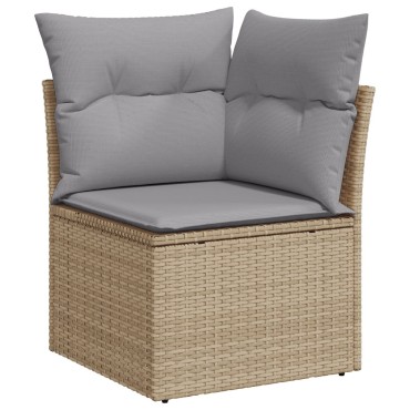 vidaXL Σετ κήπου 7 κομματιών με μαξιλάρια Γκρι Poly Rattan Acacia