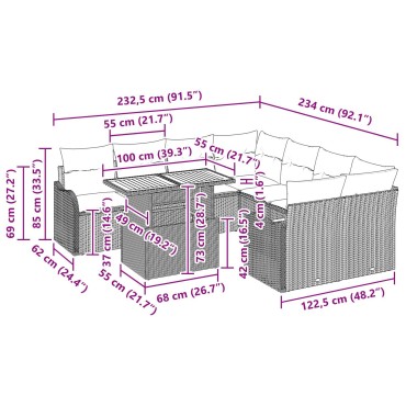 vidaXL Σετ Καναπέ Κήπου 7 τεμ. 6-Αριθμός καθισμάτων 100x55x73cm  Γωνιακός