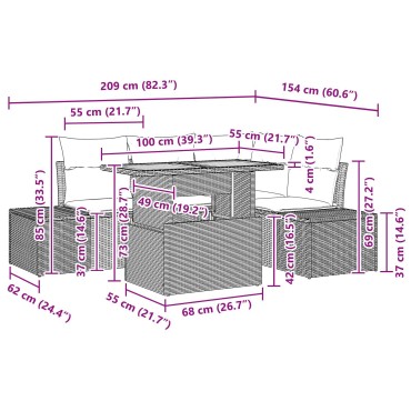 vidaXL Σετ Τραπεζαρίας Κήπου 5 Τεμαχίων με Μαξιλάρια Μαύρο Πολυρατάν