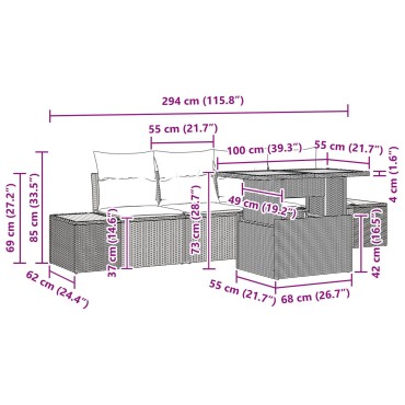 vidaXL Σετ Εξωτερικής Τραπεζαρίας 5 Τεμαχίων με Μαξιλάρια Μπεζ Πολυ Ρατάν Ακακία