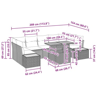 vidaXL 8 κομμάτια σετ τραπεζαρίας κήπου με μαξιλάρια μπεζ πολυ-ρατάν ακακίας
